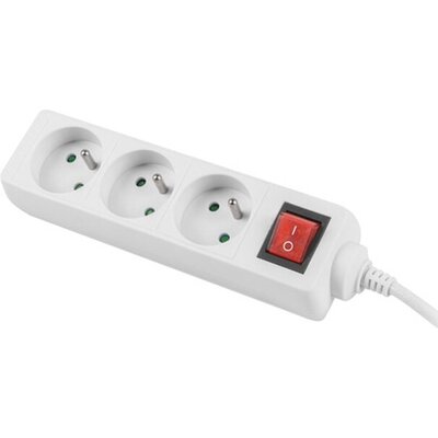 Разклонител Lanberg power strip 1.5m, 3 sockets, french with circuit breaker quality-grade copper cable, white