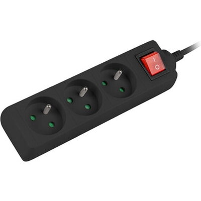 Разклонител Lanberg power strip 3m, 3 sockets, french with circuit breaker quality-grade copper cable, black
