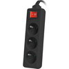 Разклонител Lanberg power strip 3m, 3 sockets, french with circuit breaker quality-grade copper cable, black