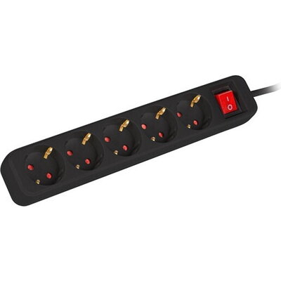 Разклонител Lanberg power strip 3m, 5 sockets, french with circuit breaker quality-grade copper cable, black