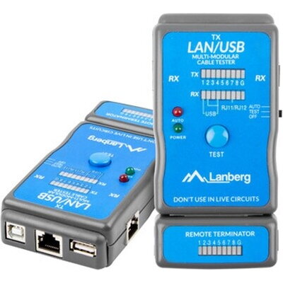 Инструмент Lanberg cable tester for wiring terminated with RJ-45, RJ-11, USB
