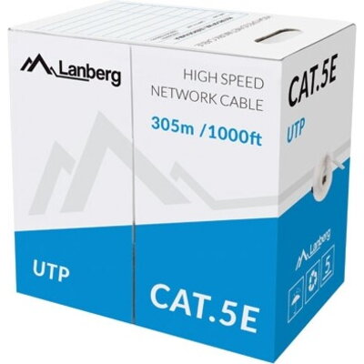 Кабел Lanberg LAN cable UTP CAT.5E 305m stranded CCA, grey