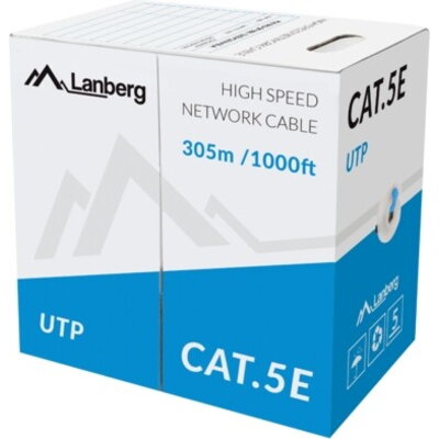 Кабел Lanberg Lan Cable UTP Cat.5e 305m Solid CCA Blue