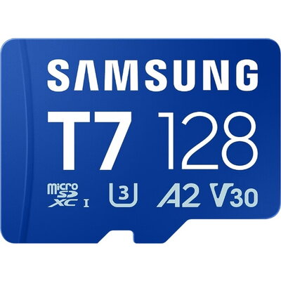 Памет Samsung 128GB micro SD Card T7 UHS-I Transfer Speed up to 170MB/s Class 10 U3 V30 A2 Памет Samsung 128GB micro SD Card T7 UHS-I Transfer Speed up to 170MB/s Class 10 U3 V30 A2