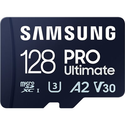 Карта памет Samsung PRO Ultimate, microSDXC, UHS-I, 128GB, Адаптер , UHS-I, U3, V30, A2