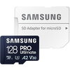 Карта памет Samsung PRO Ultimate, microSDXC, UHS-I, 128GB, Адаптер , UHS-I, U3, V30, A2