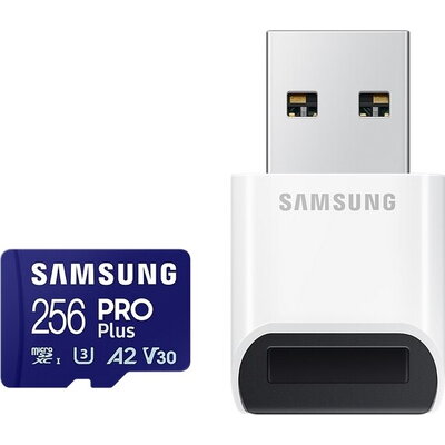 Памет Samsung 256GB micro SD Card PRO Plus with USB Reader, UHS-I, Read 180MB/s - Write 130MB/s