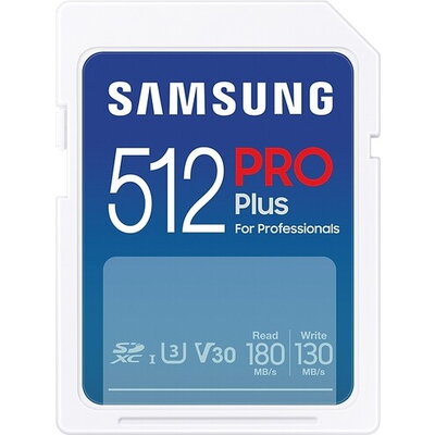 Памет Samsung 512GB SD Card PRO Plus, UHS-I, Class10, Read 180MB/s - Write 130MB/s