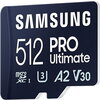 Карта памет Samsung PRO Ultimate, microSDXC, UHS-I, 512GB, Адаптер, UHS-I, U3, V30, A2