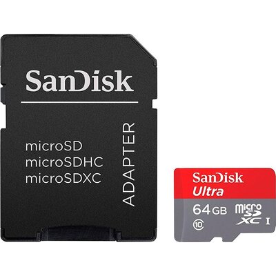 SANDISK 64GB microSDHC Card with Adapter