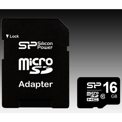 SILICON POWER Micro SDHC Card 16GB (Class 10) with SD Adapter