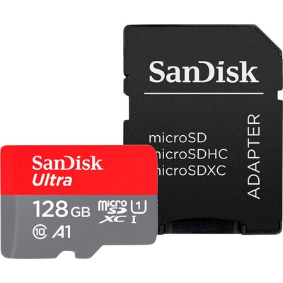 Карта памет SANDISK Ultra microSDXC 128GB, A1, UHS-I, U1 + Адаптер