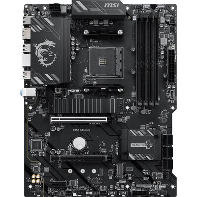 MSI B550 GAMING, ATX, Socket AM4, 4x DDR4 Dual Channel up to 4866+(OC)MHz, 2x PCIe x16 slots, 2x M.2 slots, 2x USB 3.2 Gen 2 (1x
