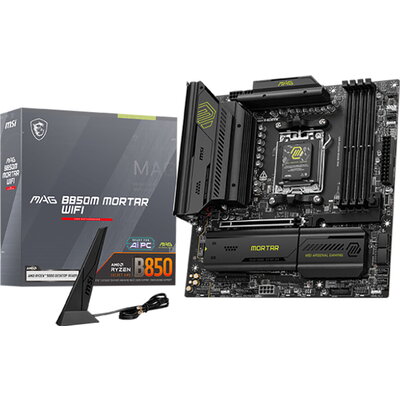 MSI B850M MORTAR WIFI, mATX, Socket AM5, 4x DDR5 Dual Channel DDR5 up to 8200(OC)MHz, 1x PCIe x16 slot, 3x M.2 slot, 4x USB 5Gbp MSI B850M MORTAR WIFI, mATX, Socket AM5, 4x DDR5 Dual Channel DDR5 up to 8200(OC)MHz, 1x PCIe x16 slot, 3x M.2 slot, 4x USB 5Gbp