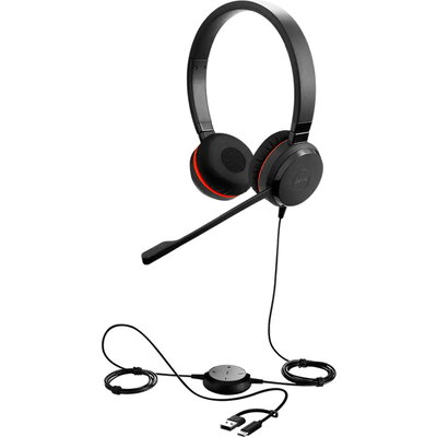 JABRA Evolve 20 SE, Stereo MS, USB C/A adapter, Leather