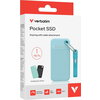 Твърд диск Verbatim Pocket SSD USB 3.2 Gen 2 1TB Polar Blue incl. two rubber sleeves