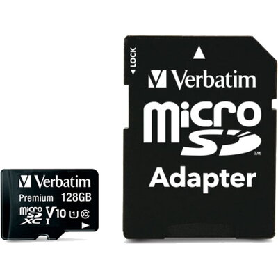 Памет Verbatim micro SDXC 128GB Class 10 (Incl. Adaptor)