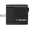 Зарядно устройство Verbatim Mini GaN Charger 65W 2 Port retractable cable display US plugs with EU and UK adaptors