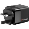 Зарядно устройство Verbatim Mini GaN Charger 65W 2 Port retractable cable display US plugs with EU and UK adaptors