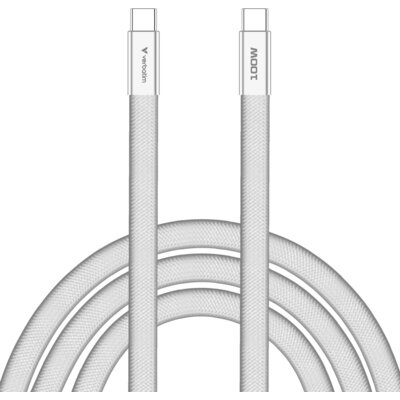 Кабел Verbatim Sync & Charge SoftTouch USB-C to C cable 100W 120 cm - White