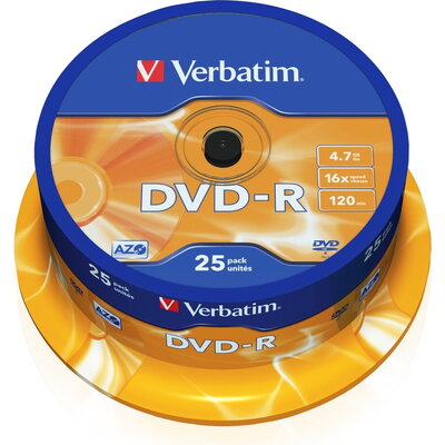 Медия Verbatim DVD-R AZO 4.7GB 16X MATT SILVER SURFACE (25 PACK)