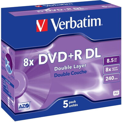 Медия Verbatim DVD+R DOUBLE LAYER 8.5GB 8X MATT SILVER SURFACE (5 PACK)