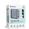 Зарядно устройство Verbatim GNC-140 GaN Charger 4 Port 140W USB A/C (EU/UK/US)