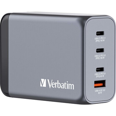 Зарядно устройство Verbatim GNC-240 GaN Charger 4 Port 240W USB A/C (EU/UK/US)