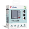 Зарядно устройство Verbatim GNC-65 GaN Charger 3 Port 65W USB A/C (EU/UK/US)