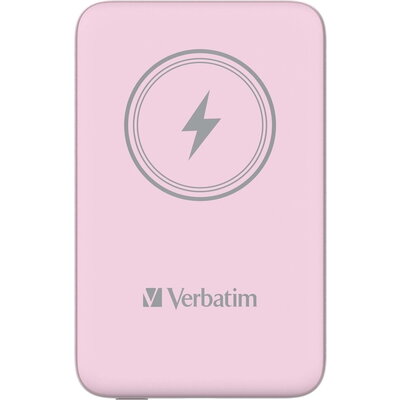 Външна батерия Verbatim MCP-10PK Power Pack 10000 mAh with UBS-C® PD 20W / Magnetic Wireless Charging 15W Pink