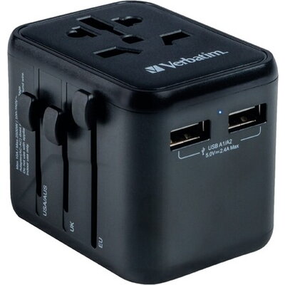 Адаптер Verbatim UTA-01 Universal Travel Adapter with 2 x USB-A ports