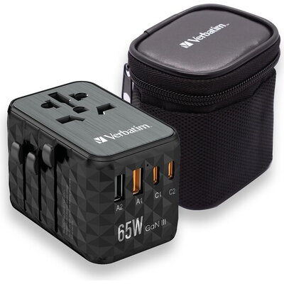 Адаптер Verbatim UTA-05 GaN III Universal Travel Adapter with 2 x USB-C PD 65W