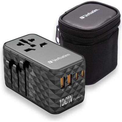 Адаптер Verbatim UTA-06 GaN III Universal Travel Adapter with 2 x USB-C PD 100W