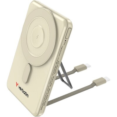 Външна батерия Verbatim Charge 'n' Go 2C Power Bank Magnetic Wireless 5000mAh with 2 USB-C Cables & Stand Gold