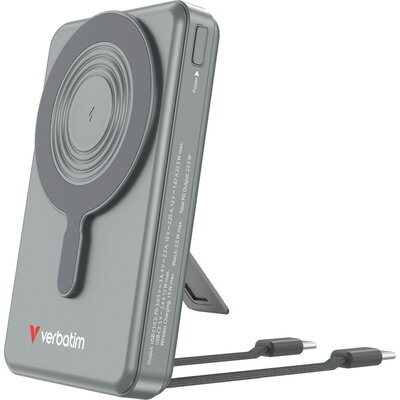 Външна батерия Verbatim Power Bank Magnetic Wireless 10.000 mAh C+C Display Grey