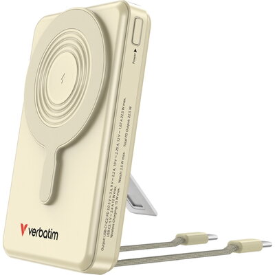 Външна батерия Verbatim Power Bank Magnetic Wireless 10.000 mAh C+C Display Gold