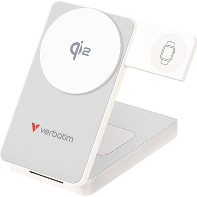 Външна батерия Verbatim Foldable 3-in-1 Qi2 Magnetic Wireless Power Bank 10000 mAh White