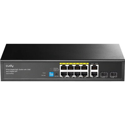 Комутатор Cudy GS1010PS2 8-Port Gigabit PoE+ Switch with 2 Gigabit Uplink ports and 2 Gigabit SFP slot 120W 8-10/100/1000 BASE-T