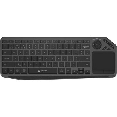 Клавиатура Natec Turbot 2 Keyboard, US, Wireless, BT, 2.4GHz, X-Scissors with Touchpad for Smart TV, Black-Gray