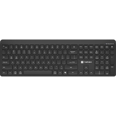 Клавиатура Natec Wireless Keyboard Tang US, BT+2.4GHz, Silent, Slim, Black