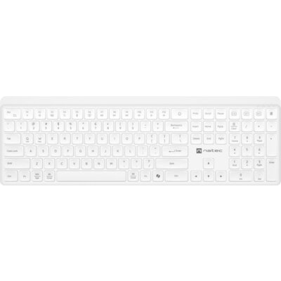 Клавиатура Natec Wireless Keyboard Tang US, BT+2.4GHz, Silent, Slim, White