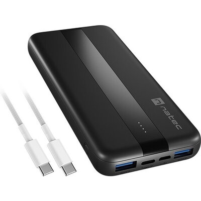 Зарядно устройство Natec Powerbank Trevi Slim Q V2 10000MAh 2X USB-A 18W + 1X USB-C 20W + USB-C - USB0-C CABLE