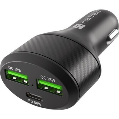 Зарядно устройство Natec Coney 2xUSB, 1xUSB-C Quick charger 84W Black