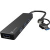 USB хъб Natec Hub Mayfly USB-C 3.0 4 Port + USB-A Adapter Black