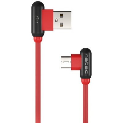 Кабел Natec USB-C(M) -> USB-A (M) 2.0 cable 1m. Angled left/right Red