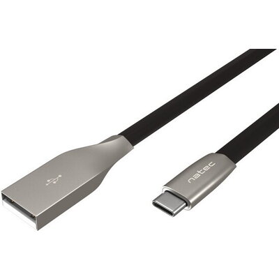 Кабел Natec USB-C(M) -> USB-A (M) 2.0 cable 1m. Black metal