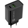 Адаптер Natec USB Charger Ribera 1X USB-A + 1X USB-C 20W, Black