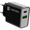 Адаптер Natec USB Charger Ribera 1X USB-A + 1X USB-C 20W, Black
