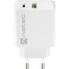 Адаптер Natec USB Charger Ribera 1X USB-A + 1X USB-C 20W, White