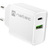 Адаптер Natec USB Charger Ribera 1X USB-A + 1X USB-C 20W, White